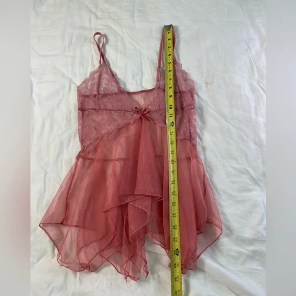 Vintage Y2k Sheer Pink Lace Hanky Hem Fairy Cami Top Whimsigoth Fairy - Picture 16 of 16